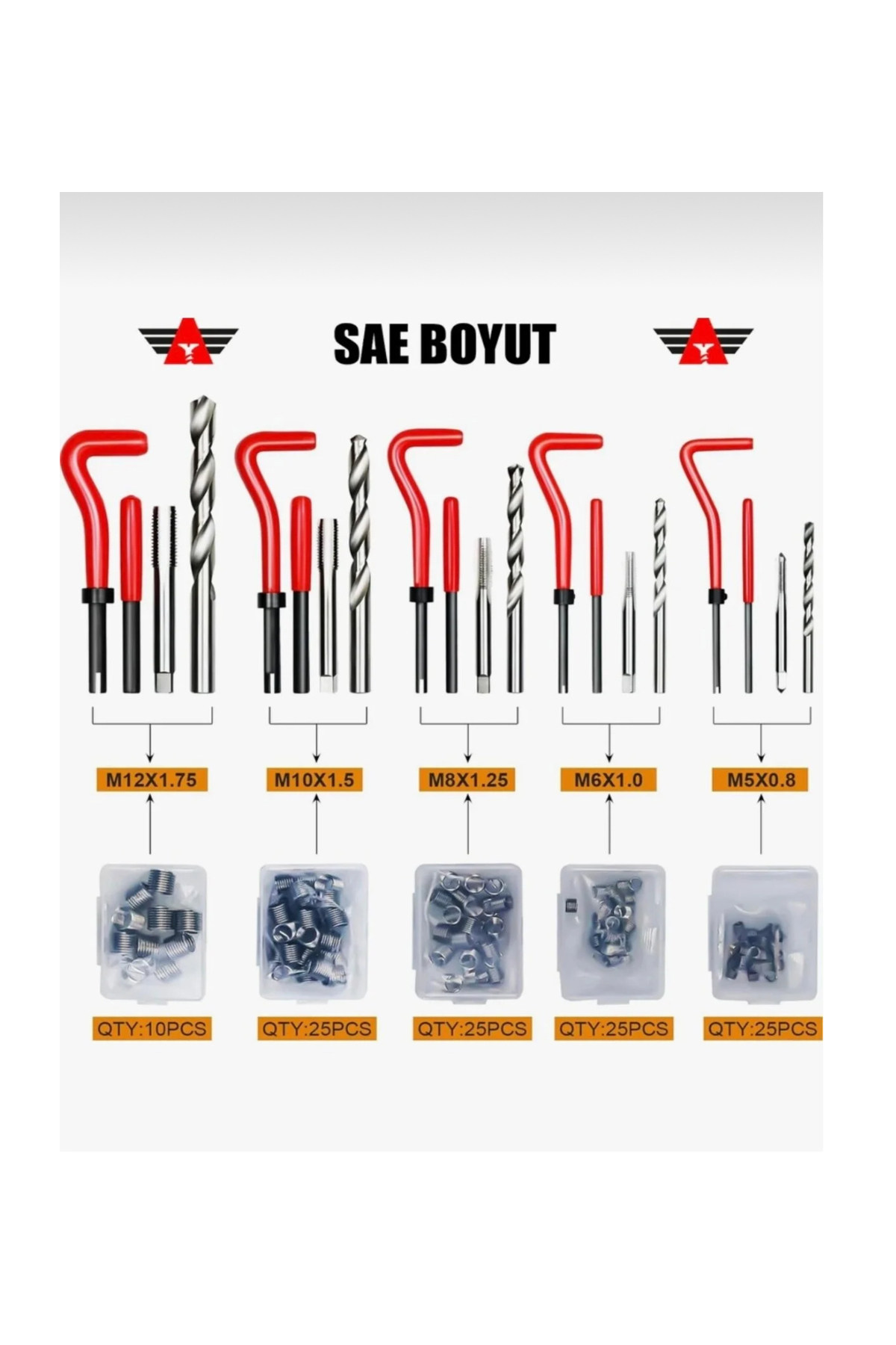 261 PARÇA HELİCOİL VİDA TAMİR YAY SET - Görsel 3