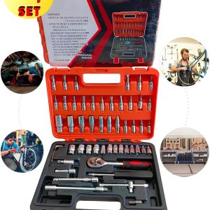 53 Parça Çantalı Cırcır Aleti Ve Lokma Anahtar Seti 1/4 İnç Tornavida Seti Ev Araba Bisiklet İçin