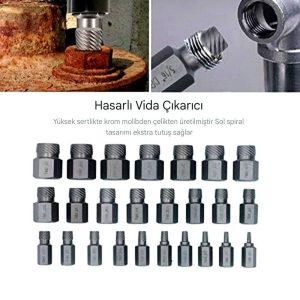 Alternative view of Hasarlı Vida Çıkarıcı Seti, 25 Adet Kolay Çıkan Sıyrılmış Vida Çıkarıcı Seti