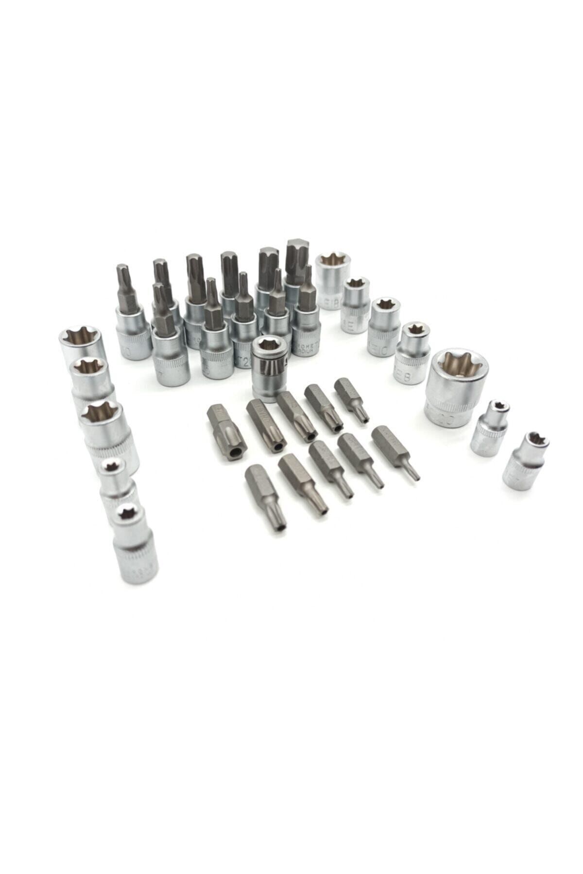 Lokma Takımı 34 Parça 3/8 1/4 Torx & E Lokma Set - Görsel 2