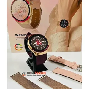 SK6 Mini 1.3" Amoled Ekran Deri+Silikon+Metal Hasır Kordon Watch 4 Mini Serisi